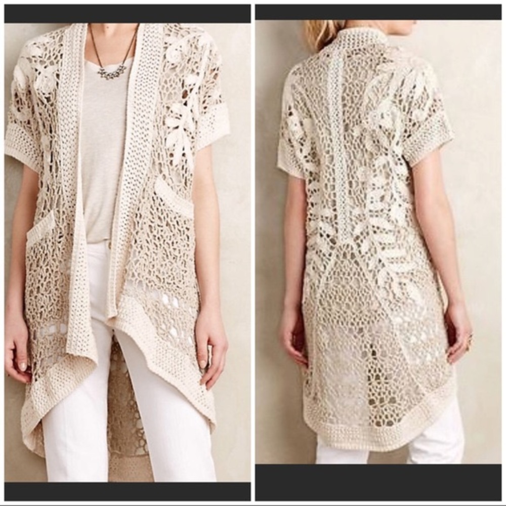 Boho Anthropologie Crochet Sweater